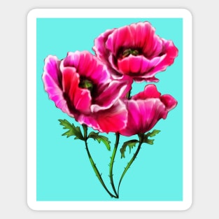 botanical illustration with elements of poppy flowers Sticker